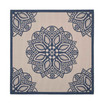 Courtyard Beige and Navy 6'7" x 6'7" Sisal Weave Square Outdoor Area Rug