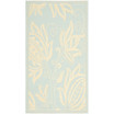 Courtyard Aqua and Cream 6'7" x 9'6" Outdoor Area Rug