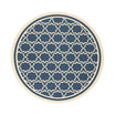 Courtyard Navy and Beige 5'3" x 5'3" Sisal Weave Round Outdoor Area Rug