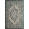 Courtyard Light Gray and Teal 6'7" x 6'7" Sisal Weave Square Outdoor Area Rug