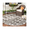 Courtyard Gray and Black 6'7" x 6'7" Round Outdoor Area Rug