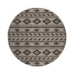 Courtyard Gray and Black 6'7" x 6'7" Round Outdoor Area Rug