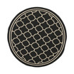 Courtyard Black and Beige 5'3" x 5'3" Round Outdoor Area Rug