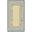 Courtyard Natural and Blue 6'7" x 6'7" Round Outdoor Area Rug