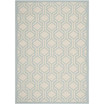 Courtyard Beige and Aqua 6'7" x 9'6" Sisal Weave Outdoor Area Rug