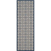 Courtyard Beige and Navy 2'3" x 6'7" Sisal Weave Runner Outdoor Area Rug