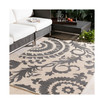 Alfresco ALF-9612 Black 7'3" Square Area Rug, Indoor/Outdoor