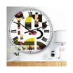Circe Composition in Pink Green and Black I Large Mid-Century Wall Clock - 36" x 28" x 1"