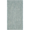Courtyard Aqua and Gray 2'7" x 5' Sisal Weave Outdoor Area Rug
