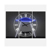 Neon Ufo Abducting Cow Large Modern 3 Panels Wall Clock - 23" x 23" x 1"