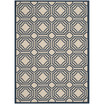 Courtyard Beige and Navy 6'7" x 9'6" Outdoor Area Rug