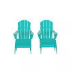 4 Piece Set Classic Folding Adirondack Chair With Footrest Ottoman