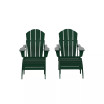 4 Piece Set Classic Folding Adirondack Chair With Footrest Ottoman