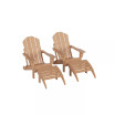 4 Piece Set Classic Folding Adirondack Chair With Footrest Ottoman