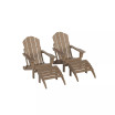 4 Piece Set Classic Folding Adirondack Chair With Footrest Ottoman