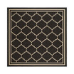 Courtyard Black and Creme 6'7" x 6'7" Sisal Weave Square Outdoor Area Rug