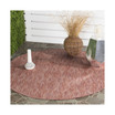 Courtyard Red 6'7" x 6'7" Round Outdoor Area Rug