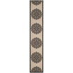 Courtyard Beige and Black 2'4" x 12' Sisal Weave Runner Outdoor Area Rug