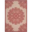 Courtyard Beige and Red 6'7" x 9'6" Sisal Weave Outdoor Area Rug