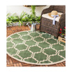 Courtyard Dark Green and Beige 5'3" x 5'3" Round Outdoor Area Rug
