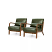 Mid Century Modern Leatherette Accent Armchair with Rubberwood Frame, Set of 2, 30"