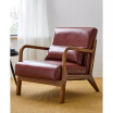 Mid Century Modern Leatherette Accent Armchair with Rubberwood Frame, Set of 2, 30"