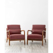 Mid Century Modern Leatherette Accent Armchair with Rubberwood Frame, Set of 2, 30"