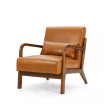 Mid Century Modern Leatherette Accent Armchair with Rubberwood Frame, Set of 2, 30"