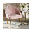 Furniture Cinzia Glam and Luxe Upholstered Seashell Shaped Accent Chair