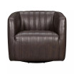 Aries Genuine Leather Swivel Barrel Chair