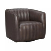Aries Genuine Leather Swivel Barrel Chair