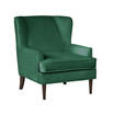 37.8" Wood, Steel, Foam, Velvet and Polyester Mere Wing Back Accent Chair