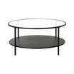 Sivil 36" Wide Round Coffee Table with Glass Top and Metal Shelf