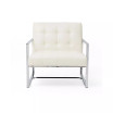 Leatherette Mid-Century Modern Button-tufted Accent Arm Chair with Metal Frame