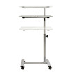 23.6" airLIFT Over Bed Height Adjustable Mobile Side Table Cart Faux Marble
