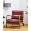 Mid Century Modern Leatherette Accent Armchair with Rubberwood Frame, 30"