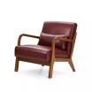 Mid Century Modern Leatherette Accent Armchair with Rubberwood Frame, 30"