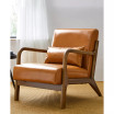 Mid Century Modern Leatherette Accent Armchair with Rubberwood Frame, 30"