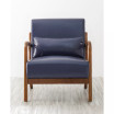 Mid Century Modern Leatherette Accent Armchair with Rubberwood Frame, 30"