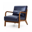 Mid Century Modern Leatherette Accent Armchair with Rubberwood Frame, 30"
