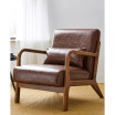 Mid Century Modern Leatherette Accent Armchair with Rubberwood Frame, 30"