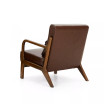 Mid Century Modern Leatherette Accent Armchair with Rubberwood Frame, 30"