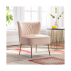 25" Wide Upholstered Tufted Velvet Accent Chair With Metal Leg