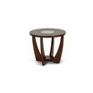 Rafael 25.5" Round Merlot Wood End Table with Cracked Glass Insert