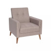 Randolph Mid-Century Modern Armchair With Tufted Faux Linen Upholstery And Solid Wood Legs