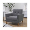 Randolph Mid-Century Modern Armchair With Tufted Faux Linen Upholstery And Solid Wood Legs