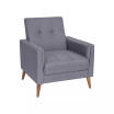 Randolph Mid-Century Modern Armchair With Tufted Faux Linen Upholstery And Solid Wood Legs