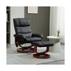 Recliner Chair with Ottoman, Electric Faux Leather Recliner with 10 Vibration Points and 5 Massage Mode, Reclining Chair with Swivel Wood Base, Remote Control and Side Pocket, Black