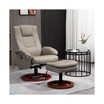 Massage Recliner Chair with Ottoman, Electric Faux Leather Recliner with 10 Vibration Points and 5 Massage Mode, Swivel Reclining Chair with Remote Control, Wood Base and Side Pocket, Grey