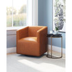 30" Metal, Polyurethane Brooks Swivel Base Accent Chair
